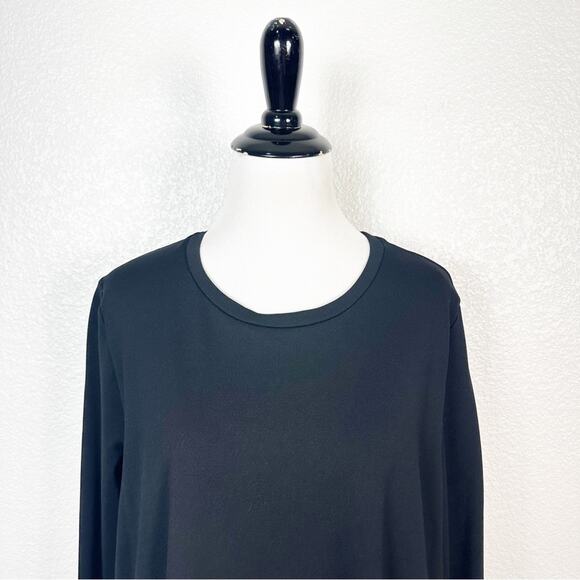 COS Women's Black Jersey Circle Cut Overlay Long Sleeve Dress Size Medium - Picture 3 of 11